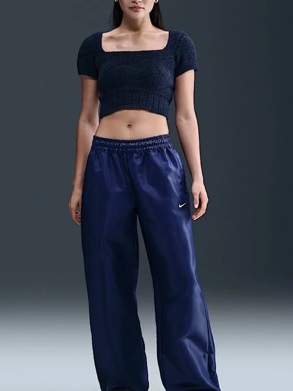 Nike Plush Knit Cropped Short Sleeve Top